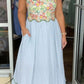 &Merci - Floral & Seersucker With Scallop Trim Midi Dress