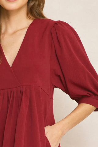 Entro - V Neck Baby Doll Dress