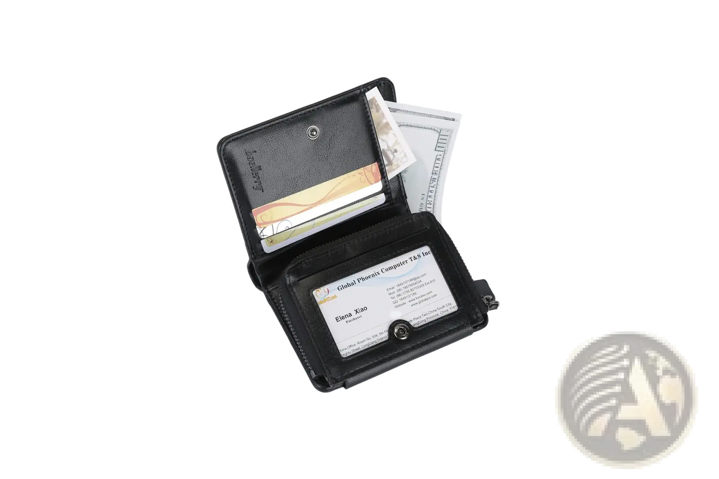 Baellerry Men's Trifold Pu Leather Zipper Wallet with 14 Card Slots