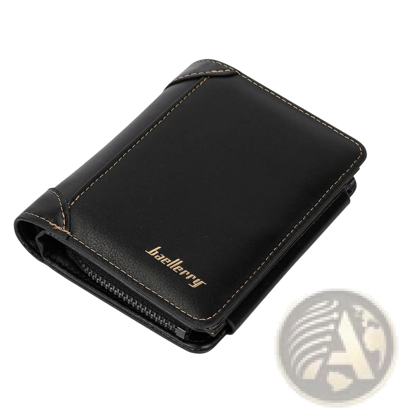 Baellerry Men's Trifold Pu Leather Zipper Wallet with 14 Card Slots