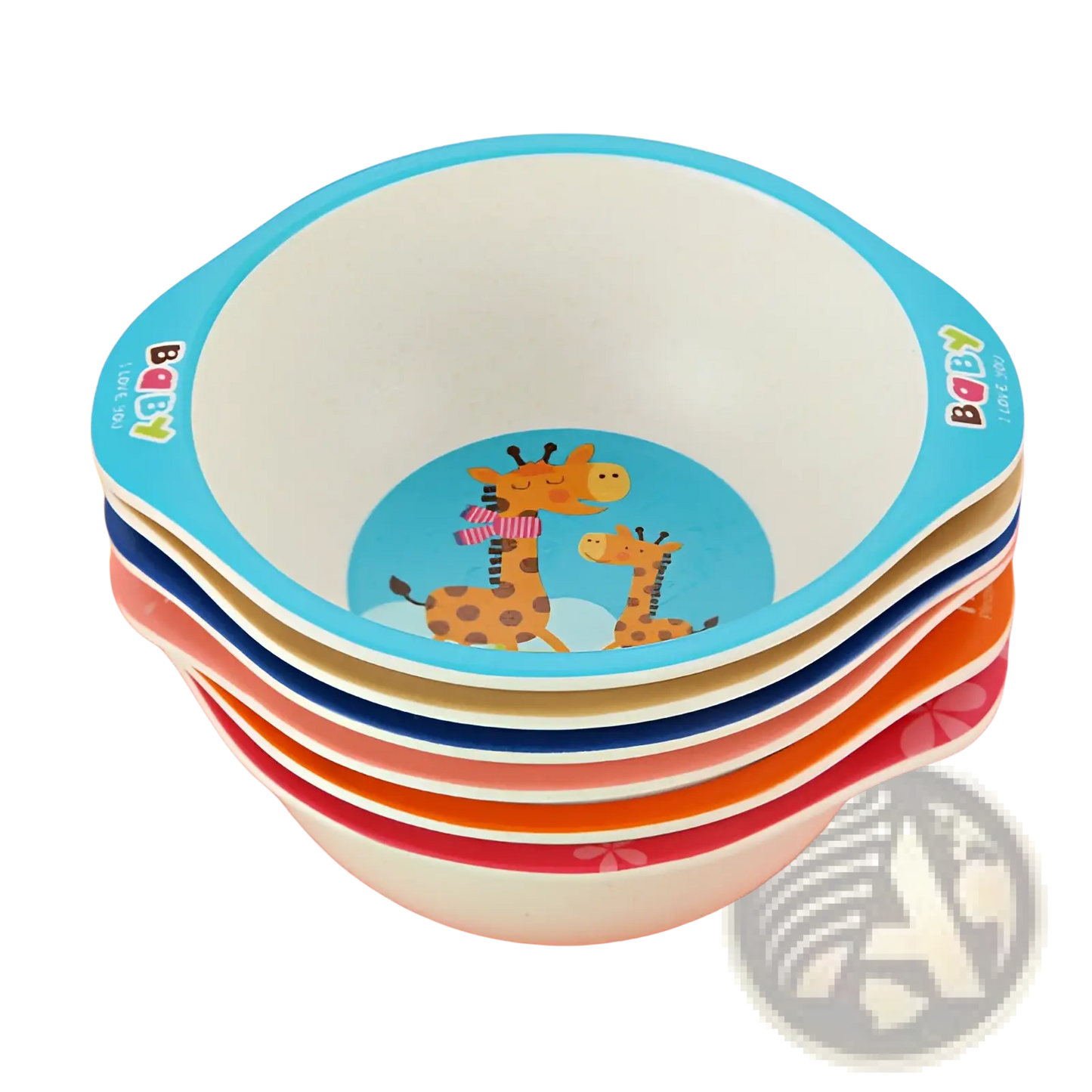 Bamboo Fiber Baby Bowls Cartoon Animal Feeding Dishes