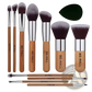 Bamboo Makeup Brush Set with Sponge 11 Pieces