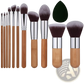 Bamboo Makeup Brush Set with Sponge 11 Pieces