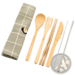 Bamboo Utensil Set with Checkered Travel Roll Case