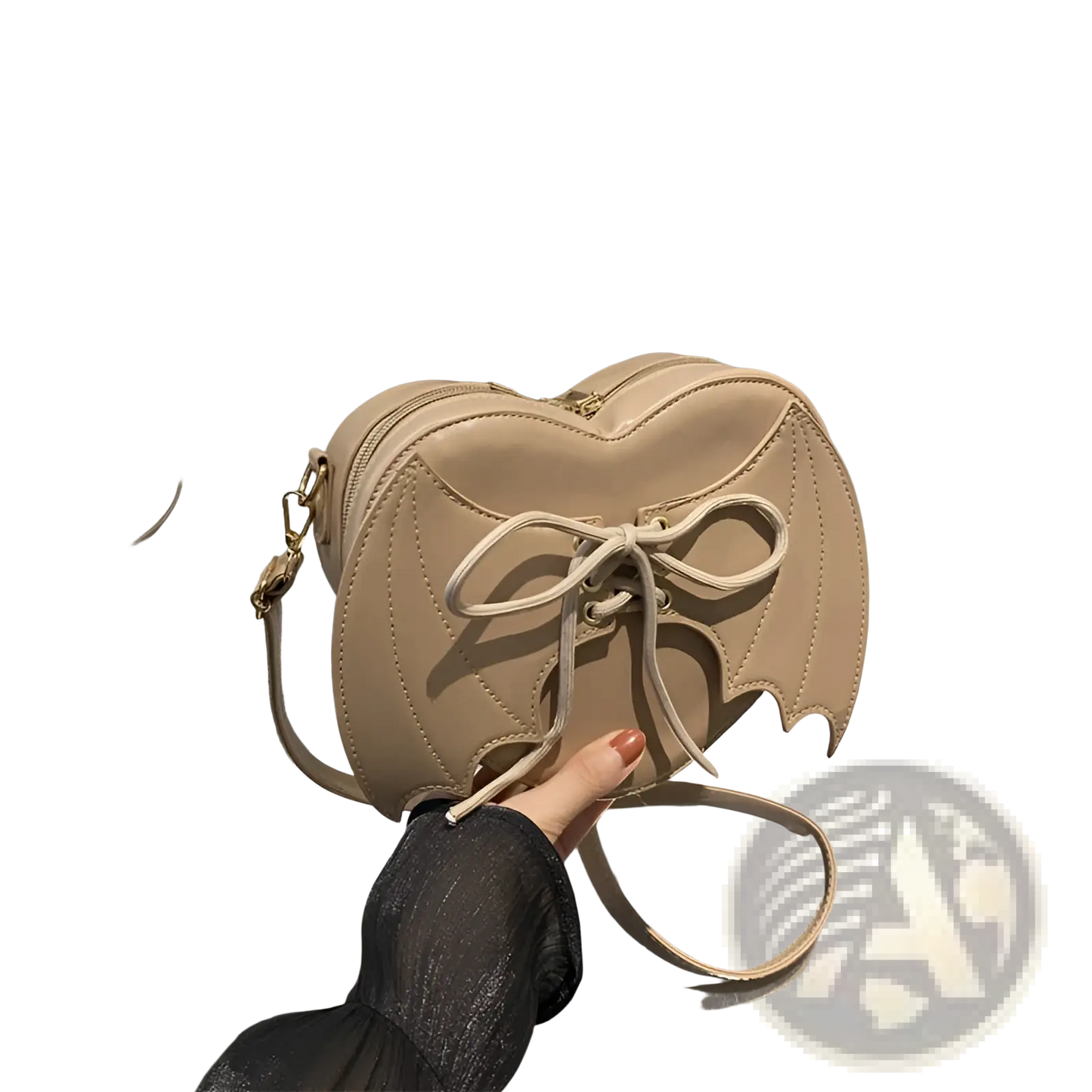 Bat Wing Heart Crossbody Bag with Lace Up Detail