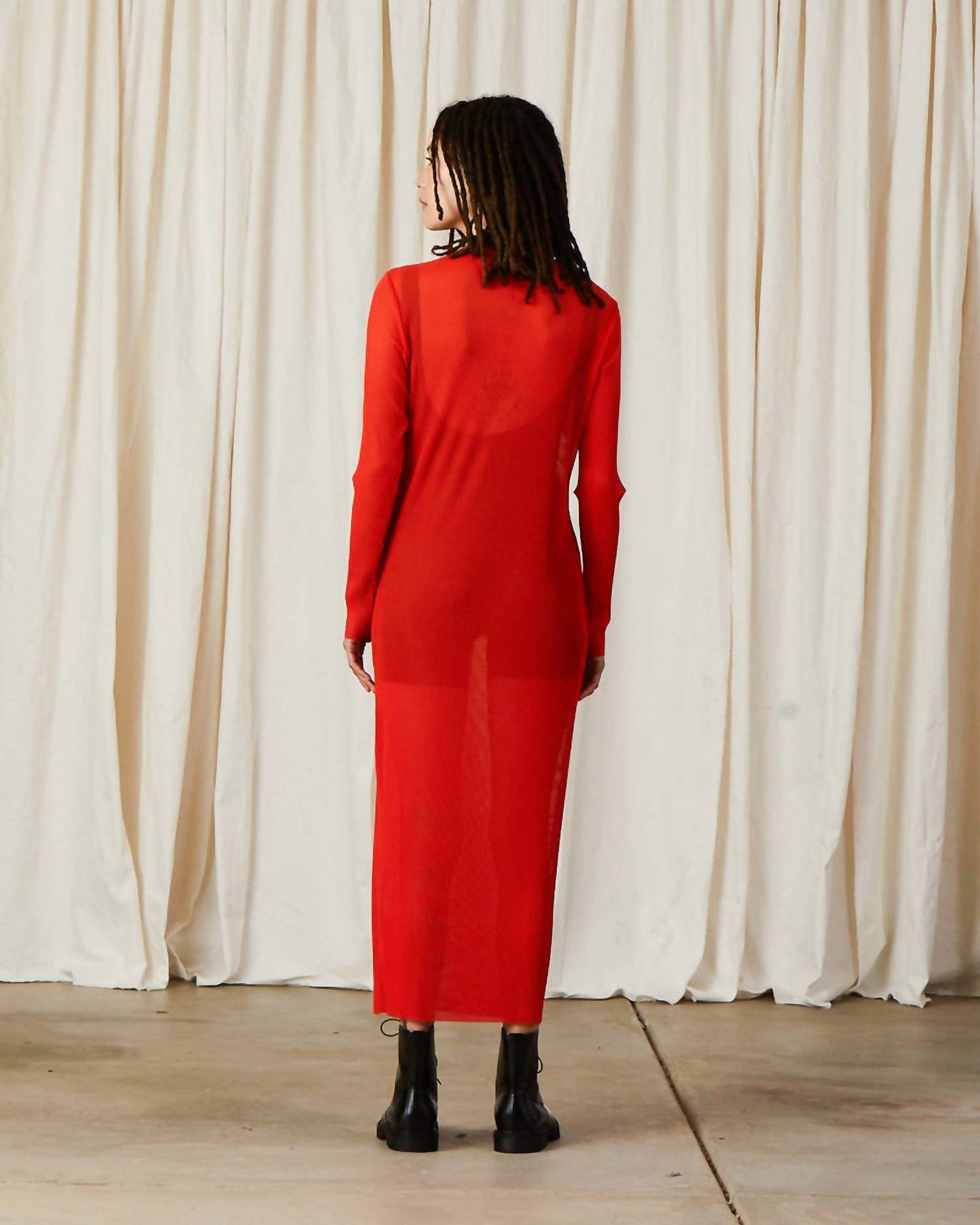 Ali Golden - Pleated Mesh Dress