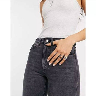 Topshop - Moto High Waist Raw Hem Straight Leg Jeans