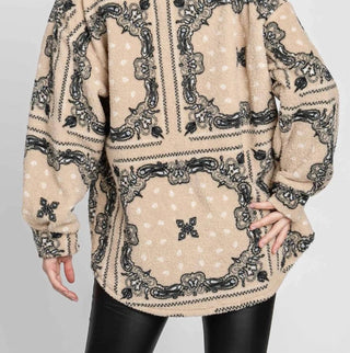 Elleborn - Paisley Sherpa Button Down Jacket