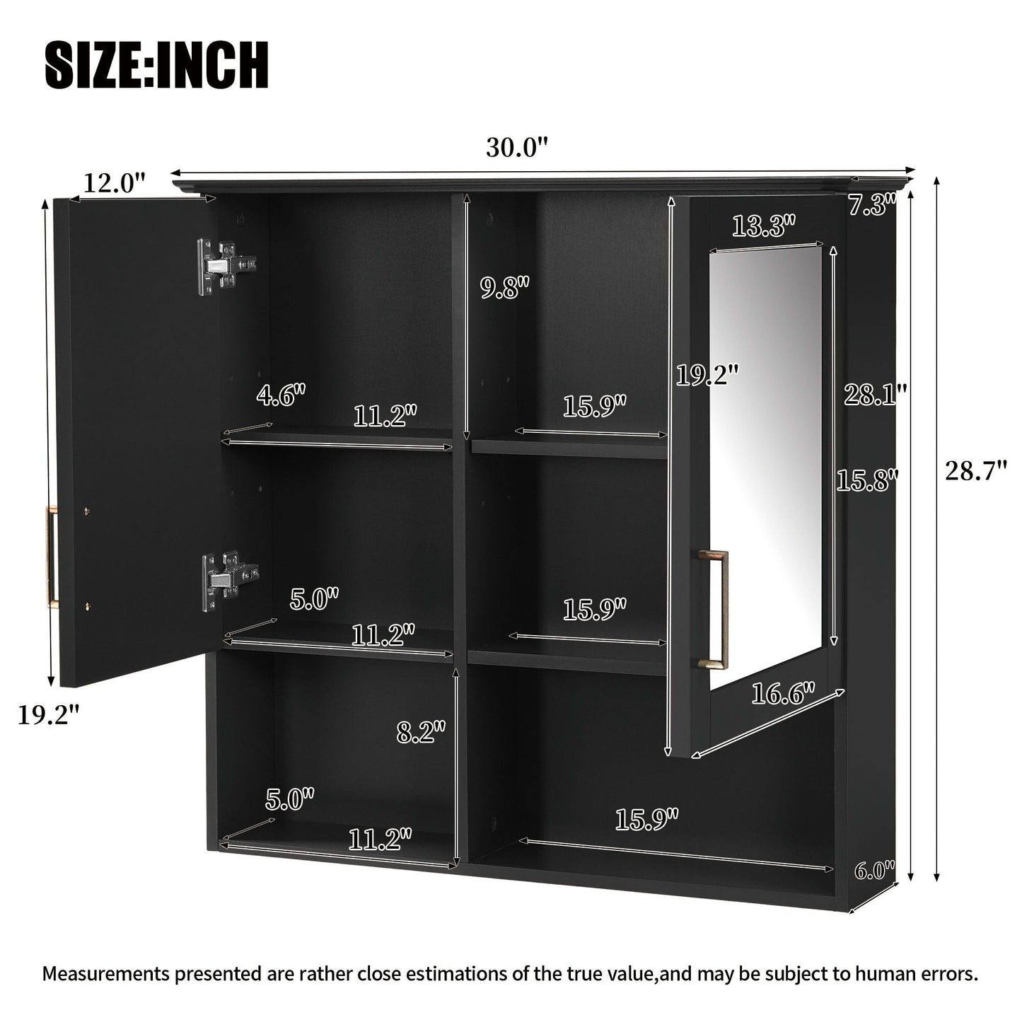 2 In 1 Wall-Mounted Mirror Cabinet With Adjustable Shelves, Soft-Close Doors, High-Definition Mirror & Storage