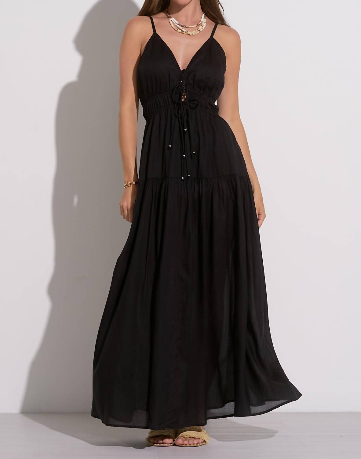 Elan - Mindy Tie Front Maxi Dress