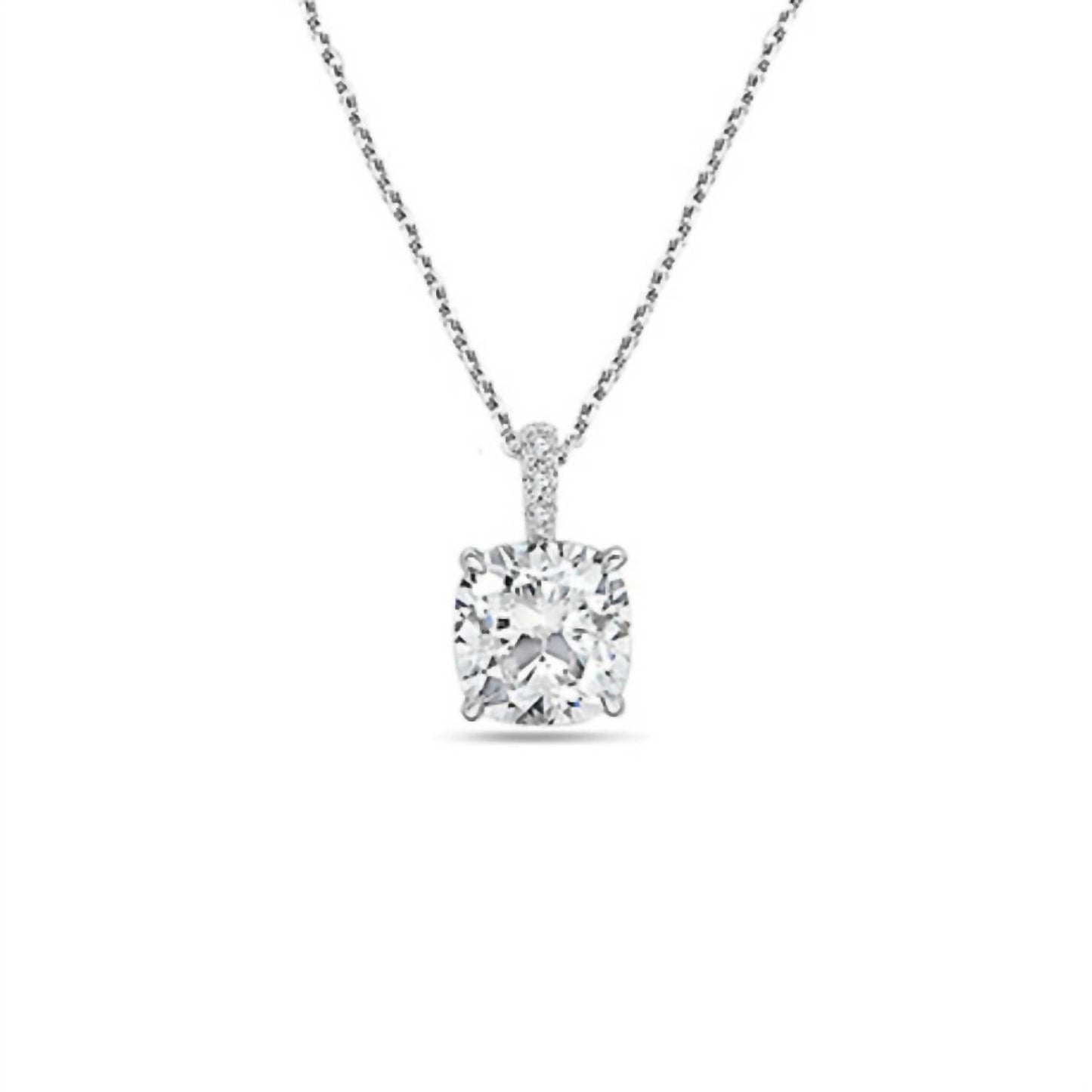 Diana M Jewels - Women's Lab Grown Diamond Solitaire Cushion Pendant Necklace