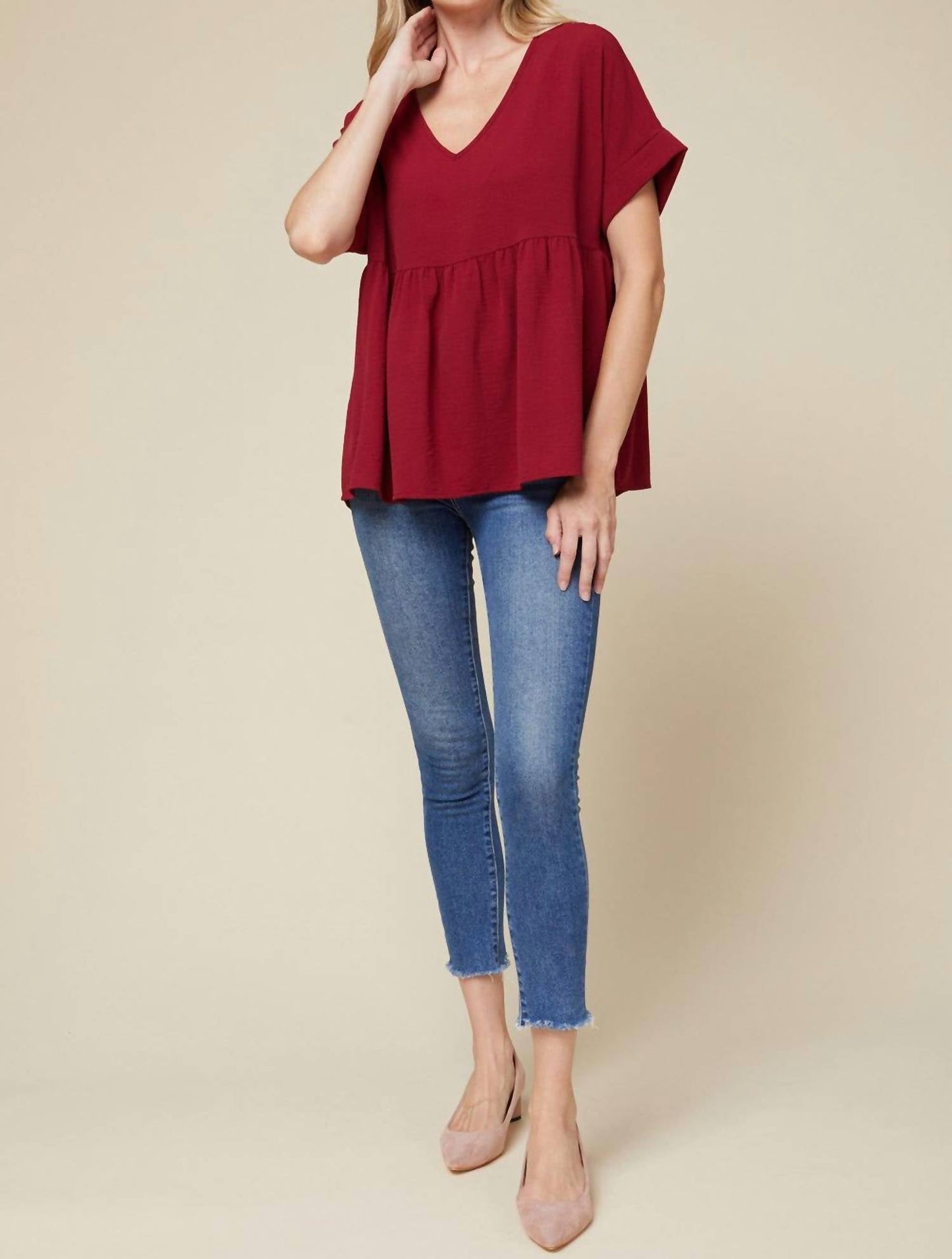 Entro - Textured Babydoll Top