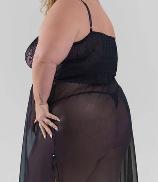 Isayes - Sheer Long Nightwear Gown - Plus