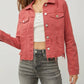 Risen - Full Size Raw Hem Button Up Cropped Denim Jacket Plus Size