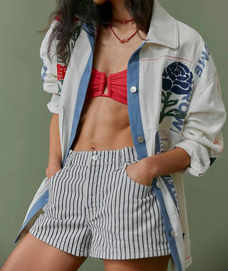 Free People - Stripe Denim Shorts