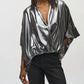 Joseph Ribkoff - Metallic Foiled Chiffon Blouson Top