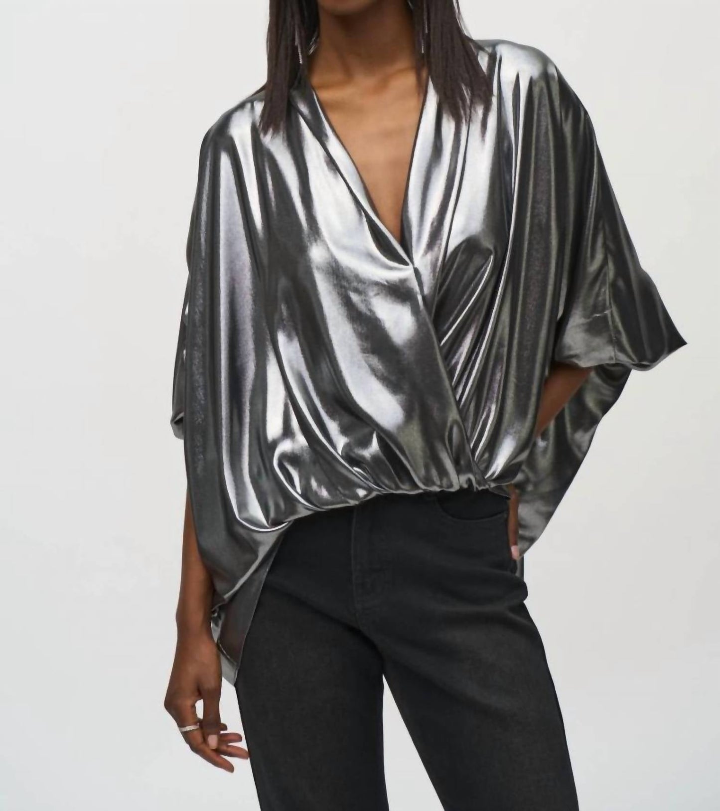 Joseph Ribkoff - Metallic Foiled Chiffon Blouson Top