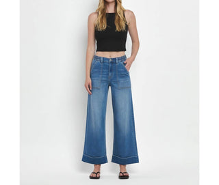 Vervet By Flying Monkey - Enviably High Rise Double Cuffed Baggy Wide Jeans