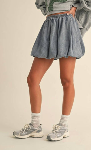 Klesis - Denim Balloon Bubble Mini Skirt