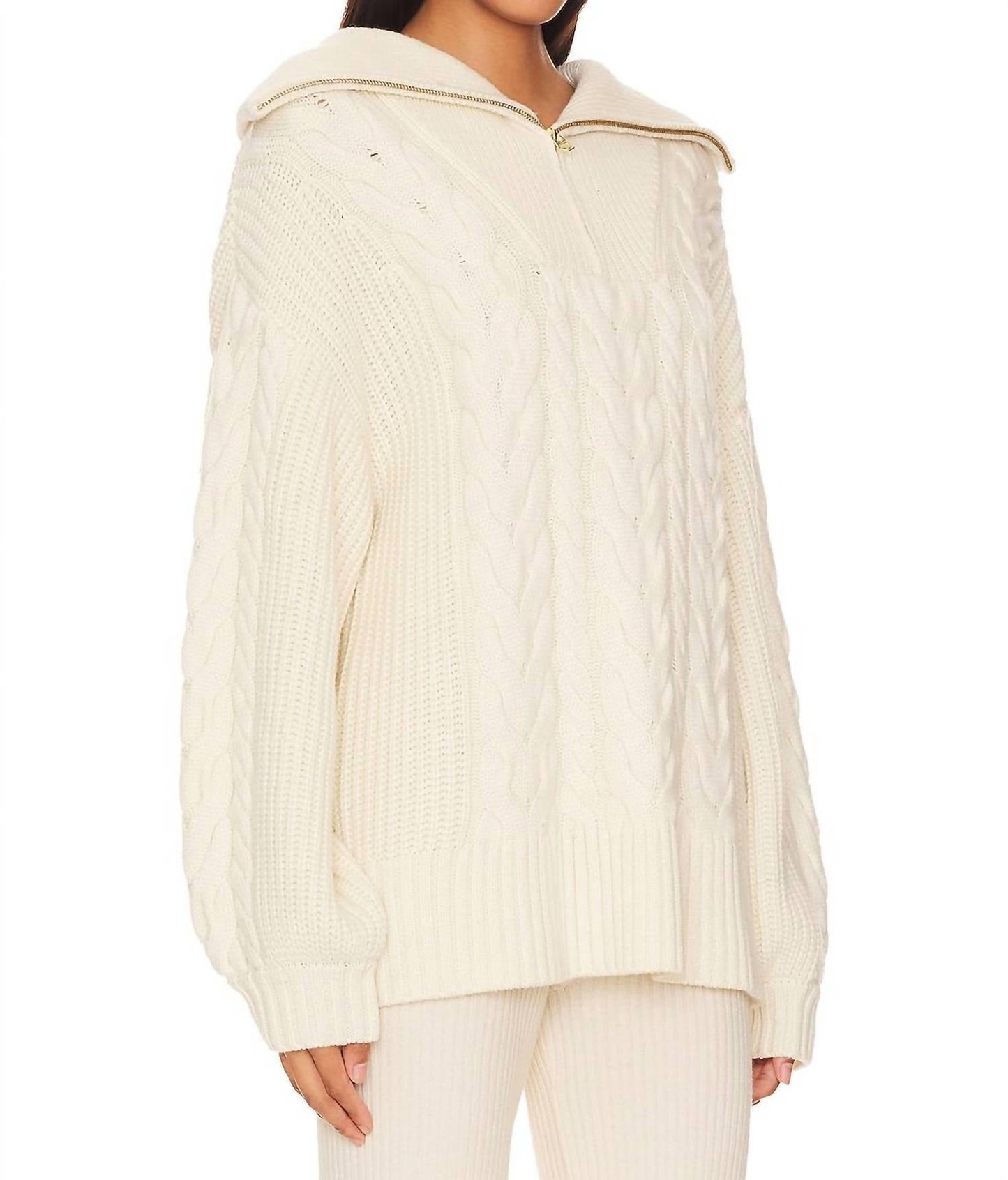 Varley - Daria Half Zip Cable Knit Sweater