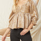 Entro - Leopard Iridescent Babydoll Top