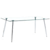 Modern Rectangular Glass Dining Table For 4 - 6 People With Tempered Glass Countertop