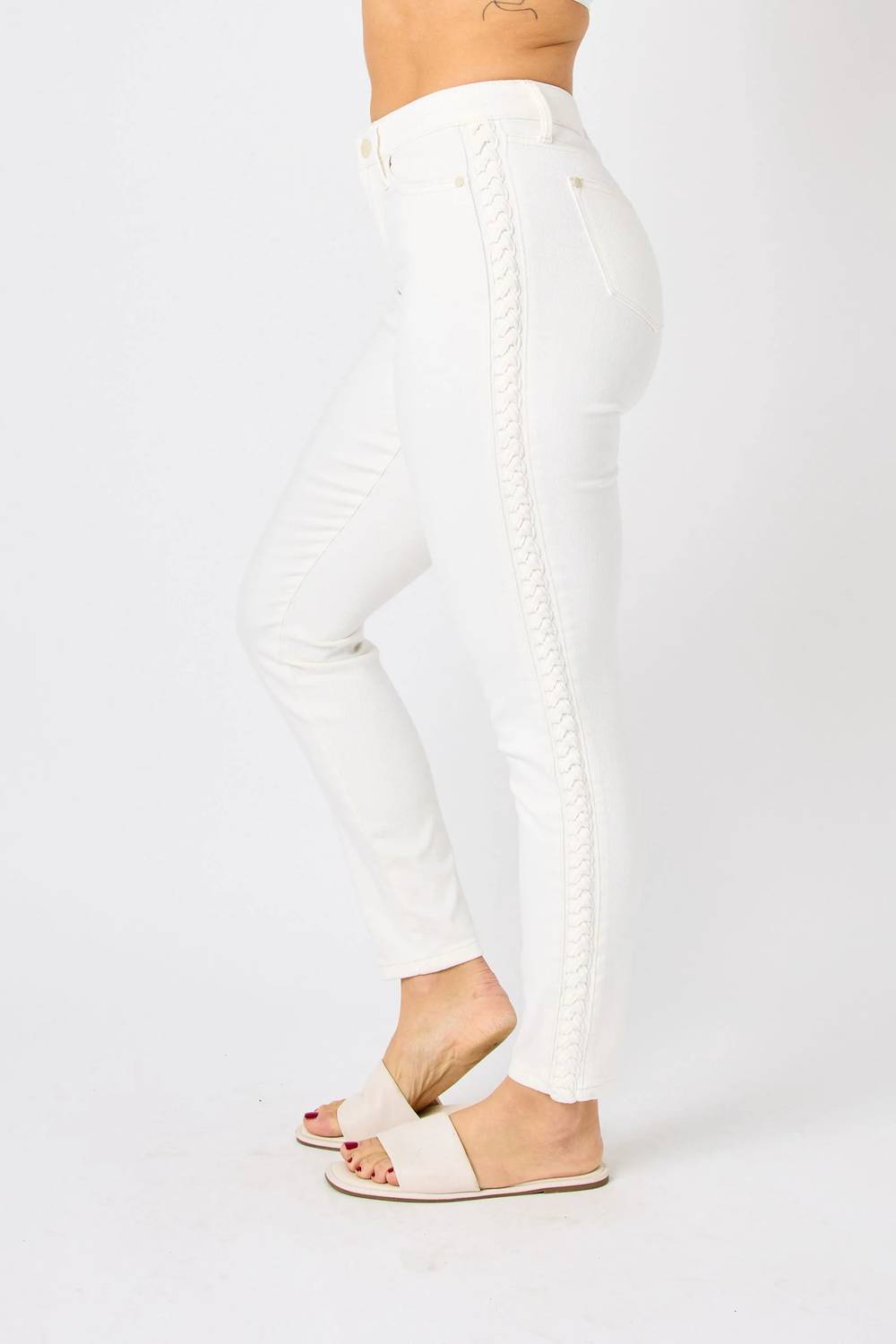 Judy Blue - Mid Rise Braided Detail Jeans