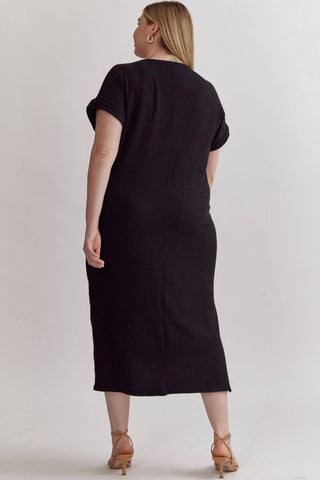 Entro - Ribbed Short Sleeve Midi Dress
