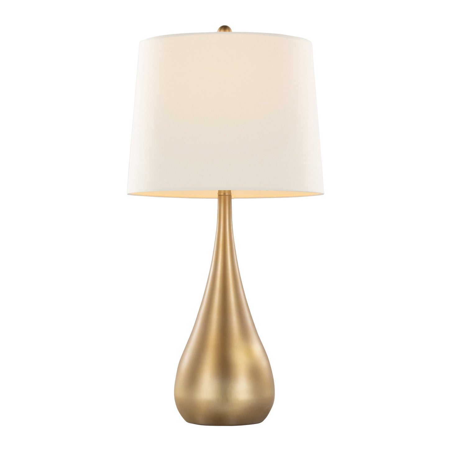 Pebble 29" Contemporary Metal Table Lamp Set in Gold with White Linen Shades - Set of 2