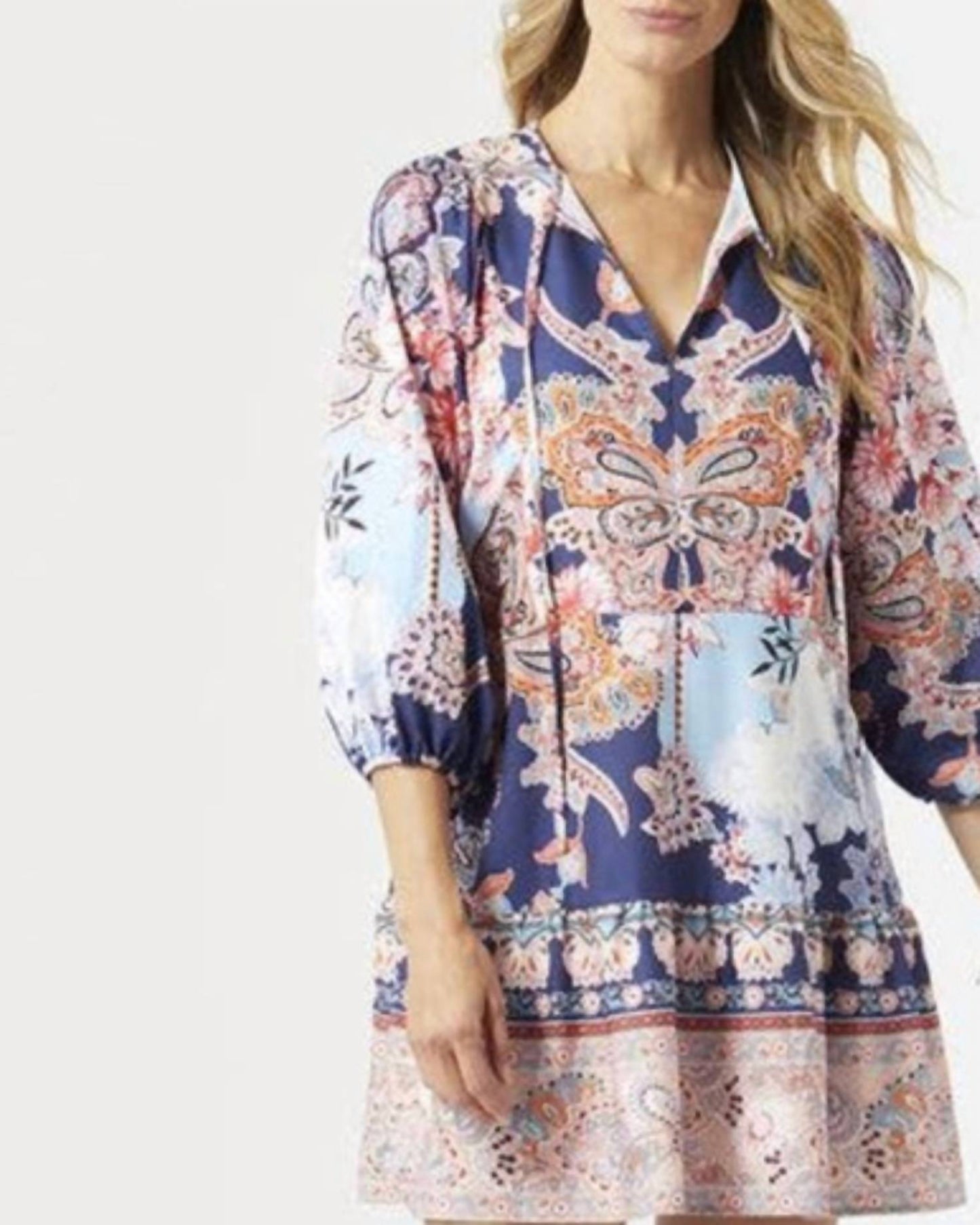 Coco + Carmen - Smocked Mini Dress With Tie Neck