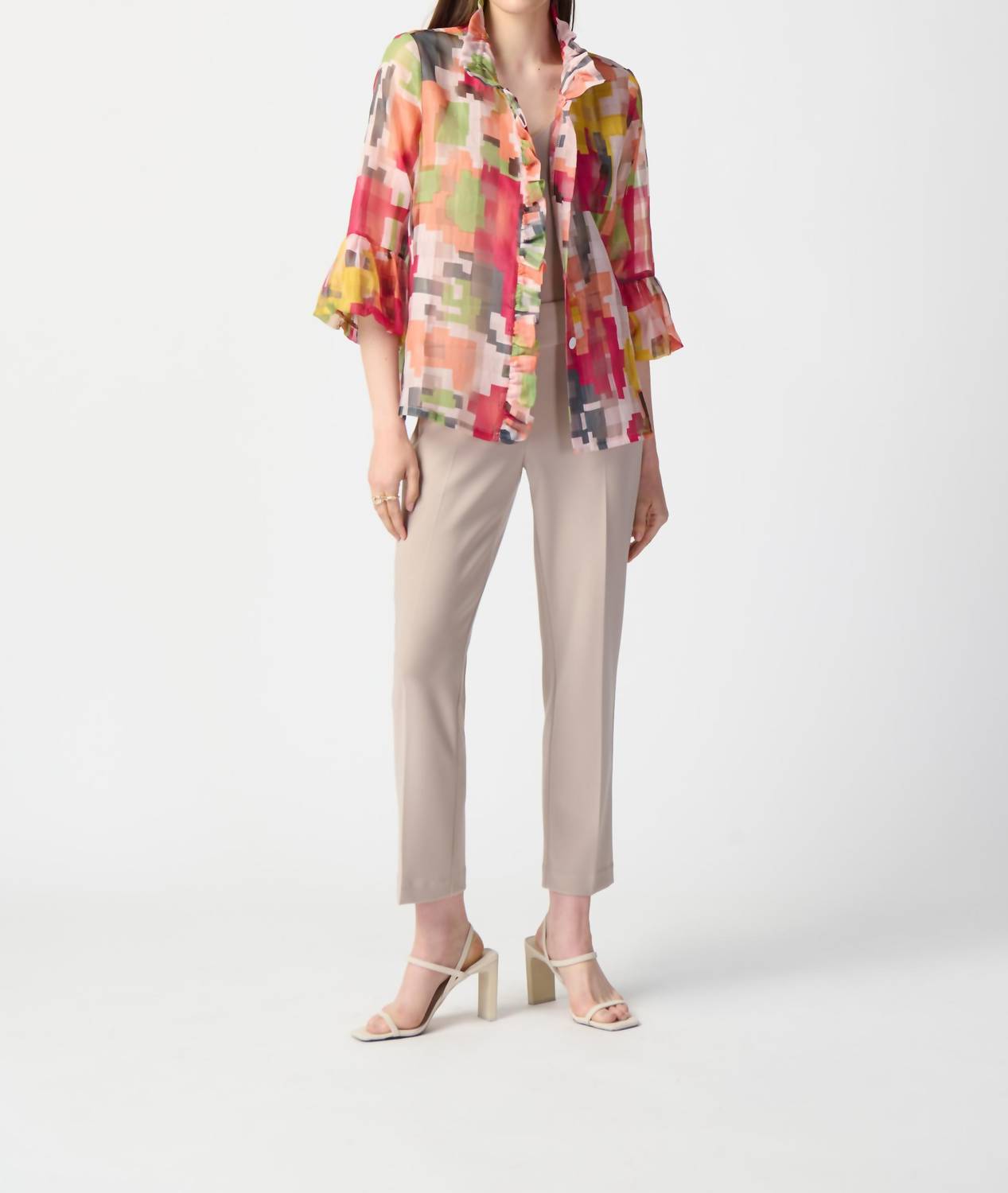 Joseph Ribkoff - Geo Print Ruffled Jacket