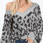 Bibi - HAIRY LEOPARD V NECK SWEATER