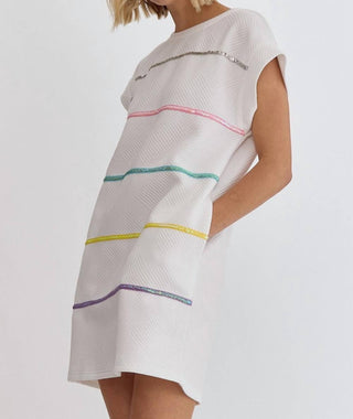 Entro - Spangled Trim Stripe Dress