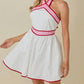 Baby Pink - Colorblock Strap Design Halter Neck Mini Dress