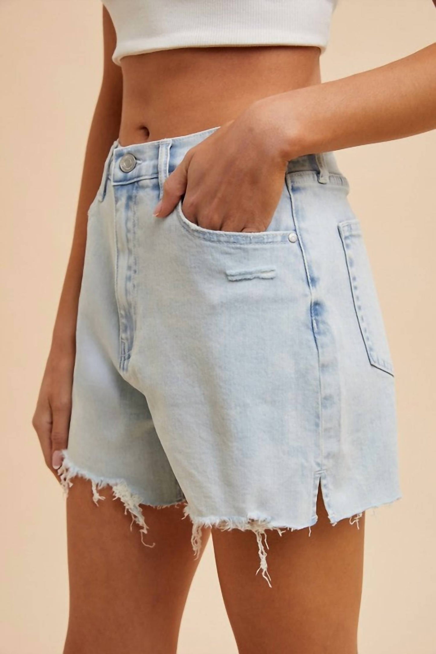 Anniewear - Women's The Jen Comfort Stretch Distressed Hem Shorts
