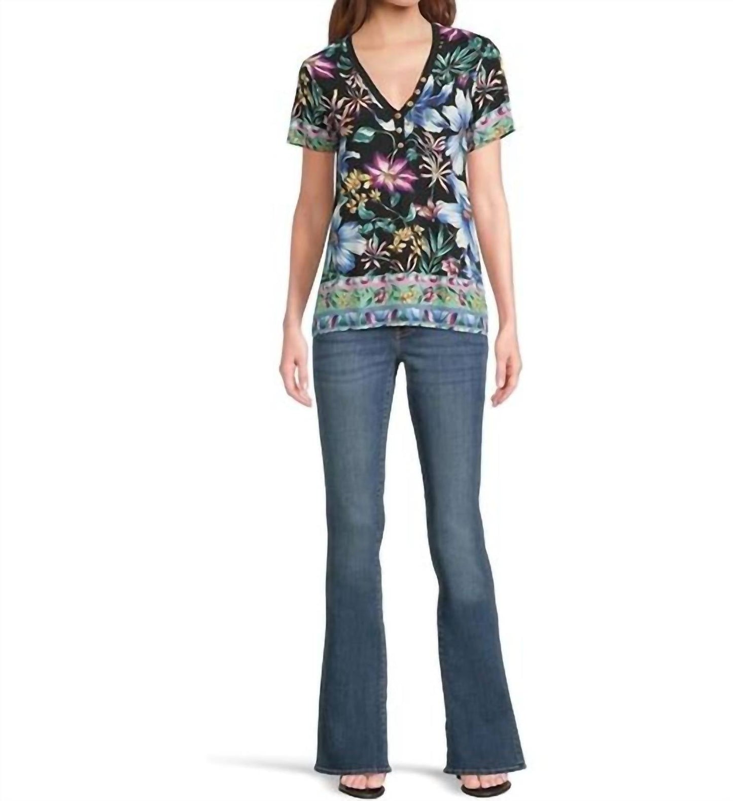 Johnny Was - JANIE FAVORITE SHORT SLEEVE HENLEY