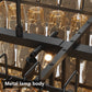 54-Inch Black Rectangular 12-Light Smoke Glass Chandelier