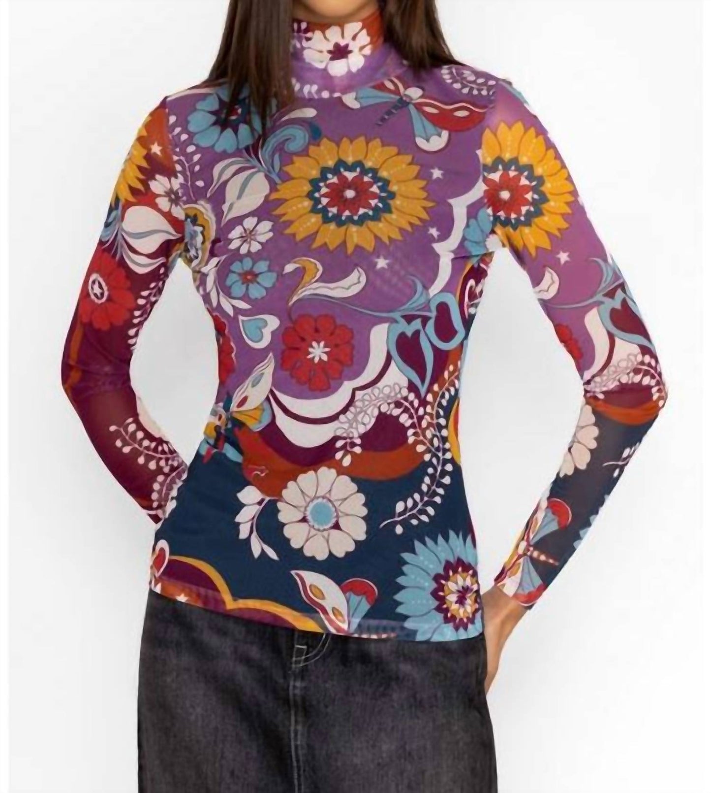 Johnny Was - REBECCA MESH MOCK NECK TEE