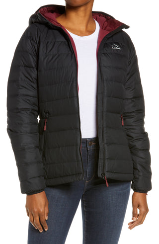 Women's Black 650 Fill Power Down Hooded Jacket