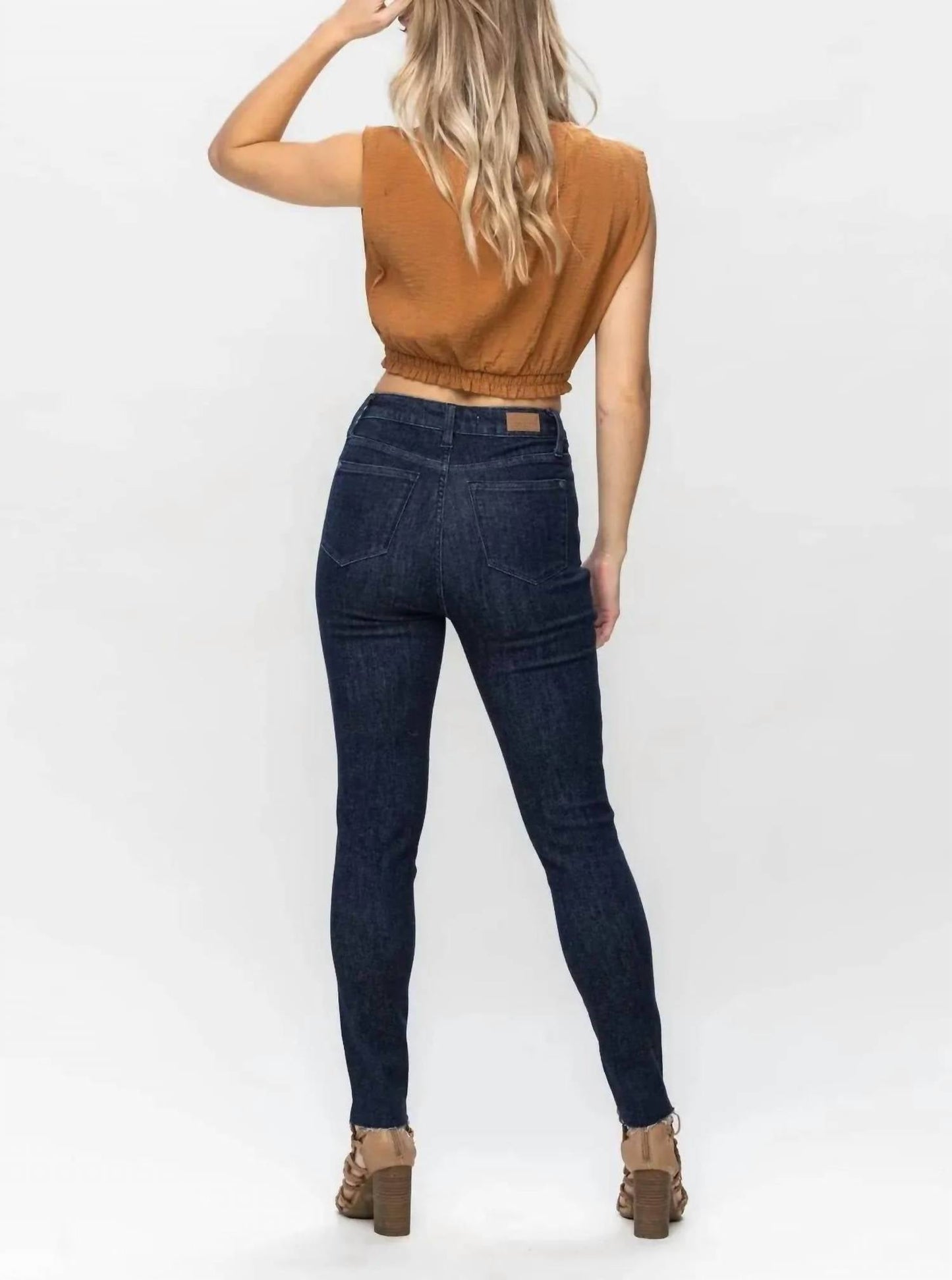 Judy Blue - High Waist Tummy Control Raw Hem Skinny Denim Jeans