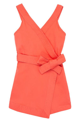 Habitual Kids Kids' Faux Wrap Romper in Coral, Size 16