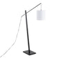 Arturo Contemporary Floor Lamp in Black Wood and Black Steel with White Fabric Shade