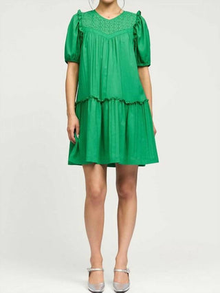 Current Air - Eyelet Ruffle Detail Mini Dress