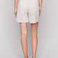 Charlie B - Linen Blend Stretch Shorts With Button Detail