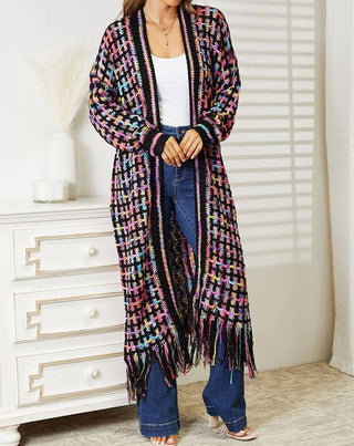 Angel Wings By Lucy - Full Size Open Front Fringe Hem Cardigan