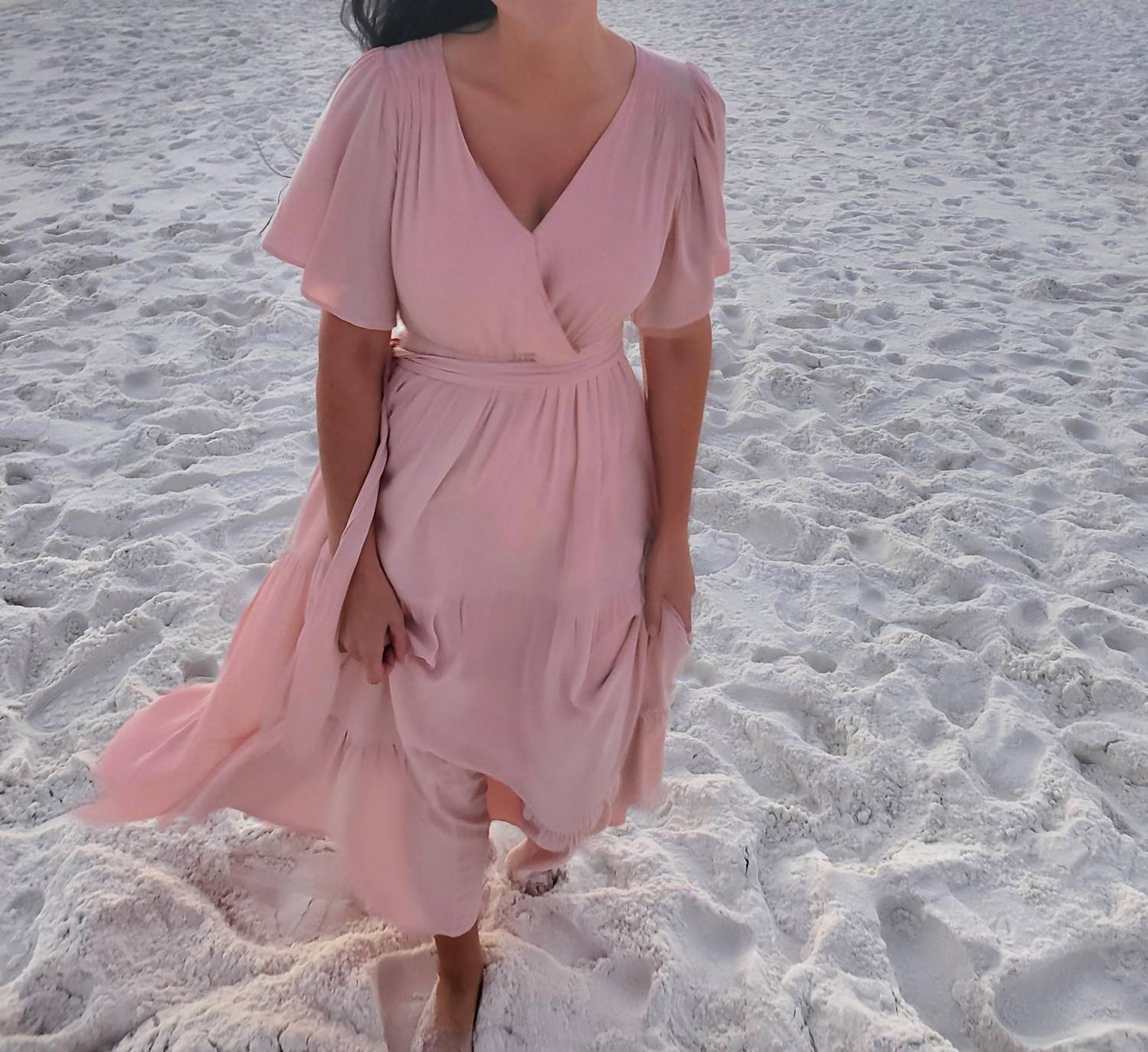 Bluivy - Flowy Wrap Tiered Maxi Dress