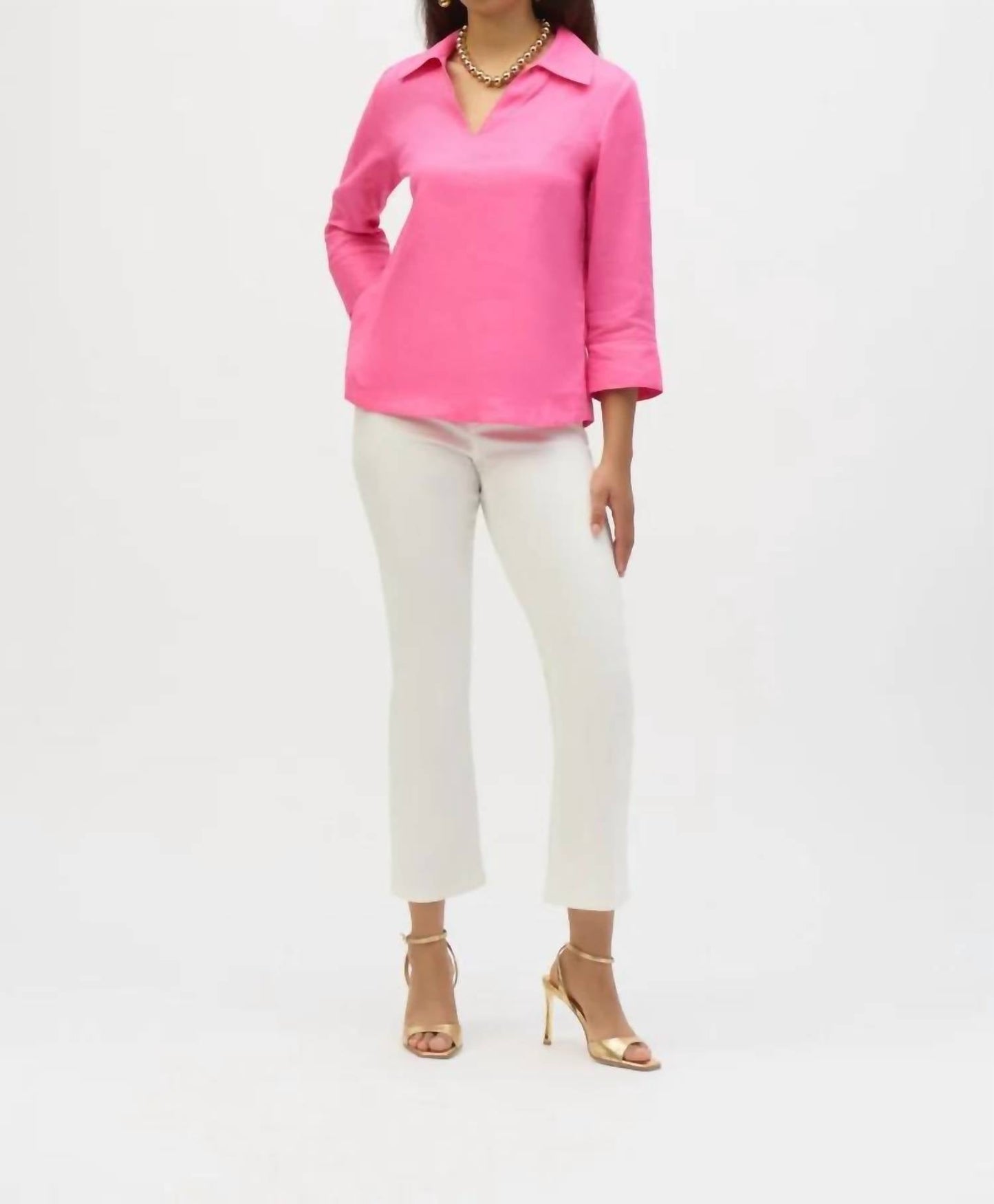 Joseph Ribkoff - Linen Boxy Top With Shirt Collar