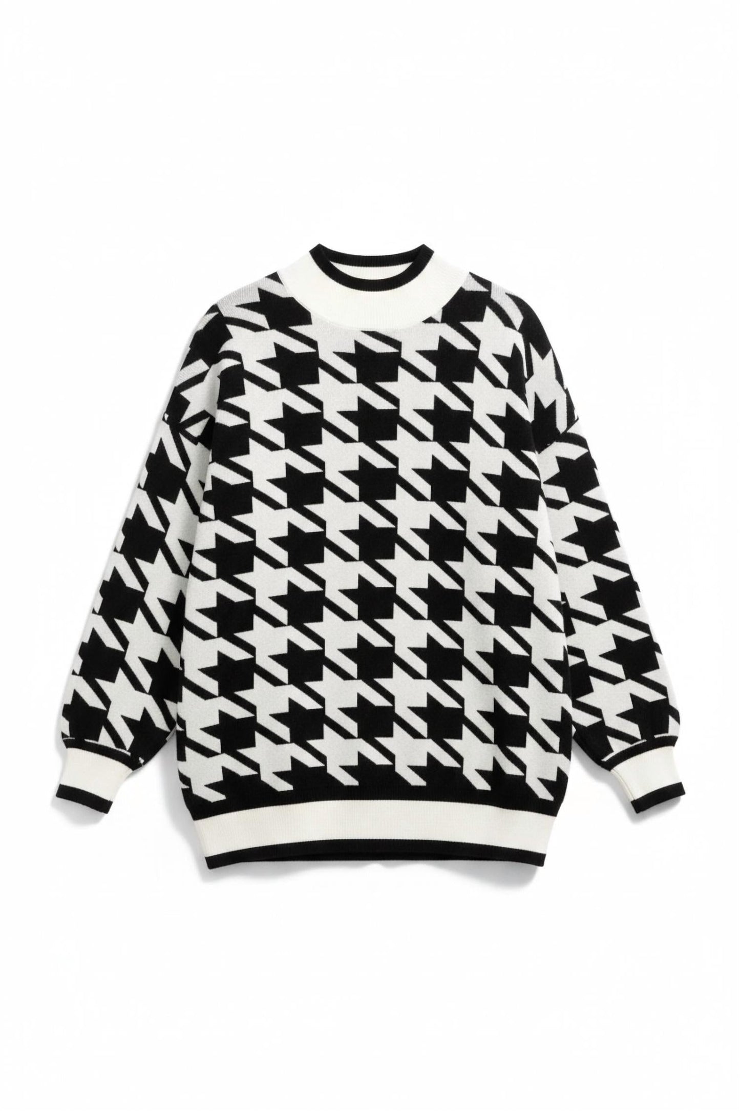 Blu Pepper - Mockneck Houndstooth Sweater Dress