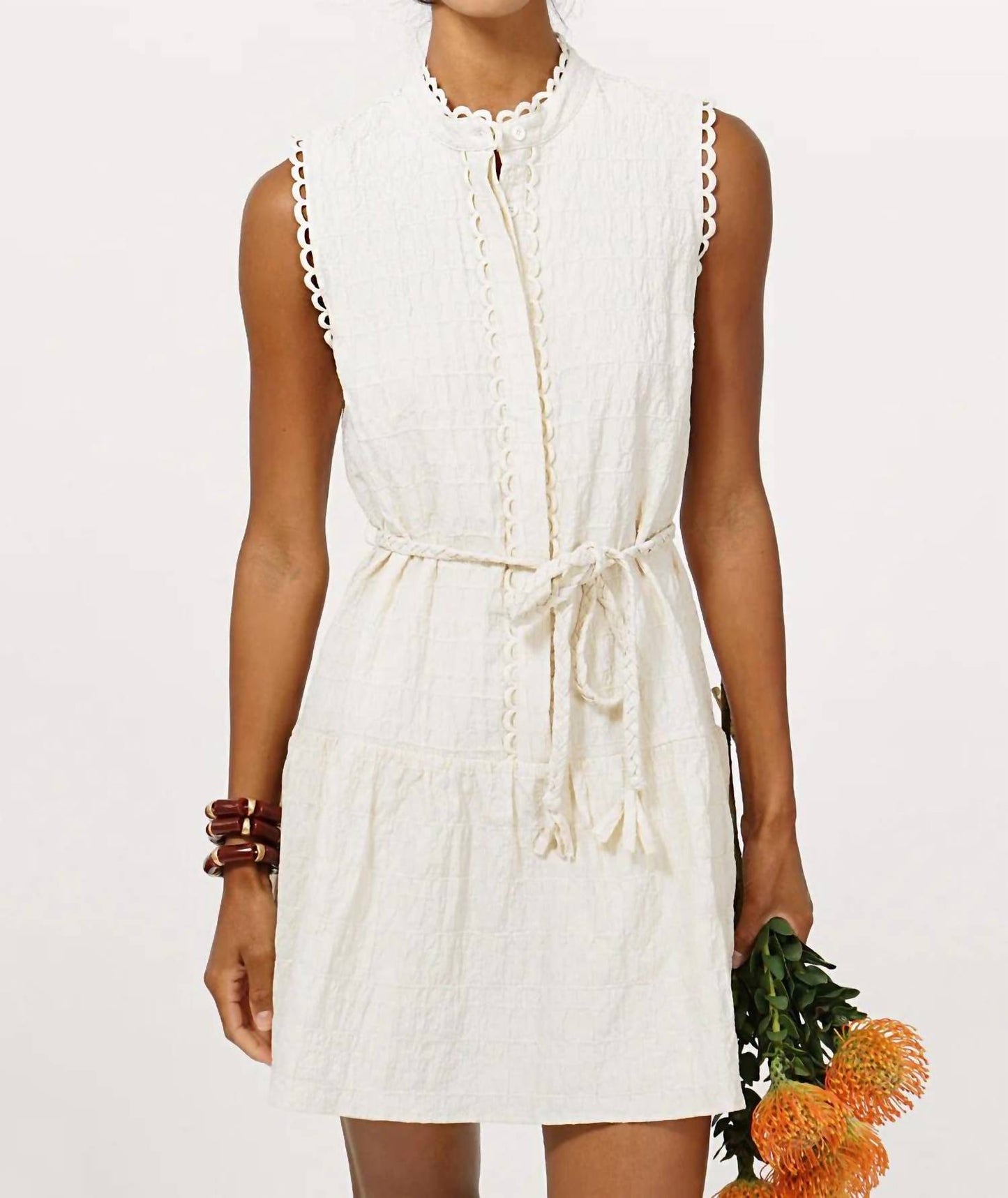 Adelyn Rae - Genny Textured Sleeveless Shirt Mini Dress