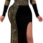 Gaje - Lita Heat Stone High Slit Formal Evening Dress